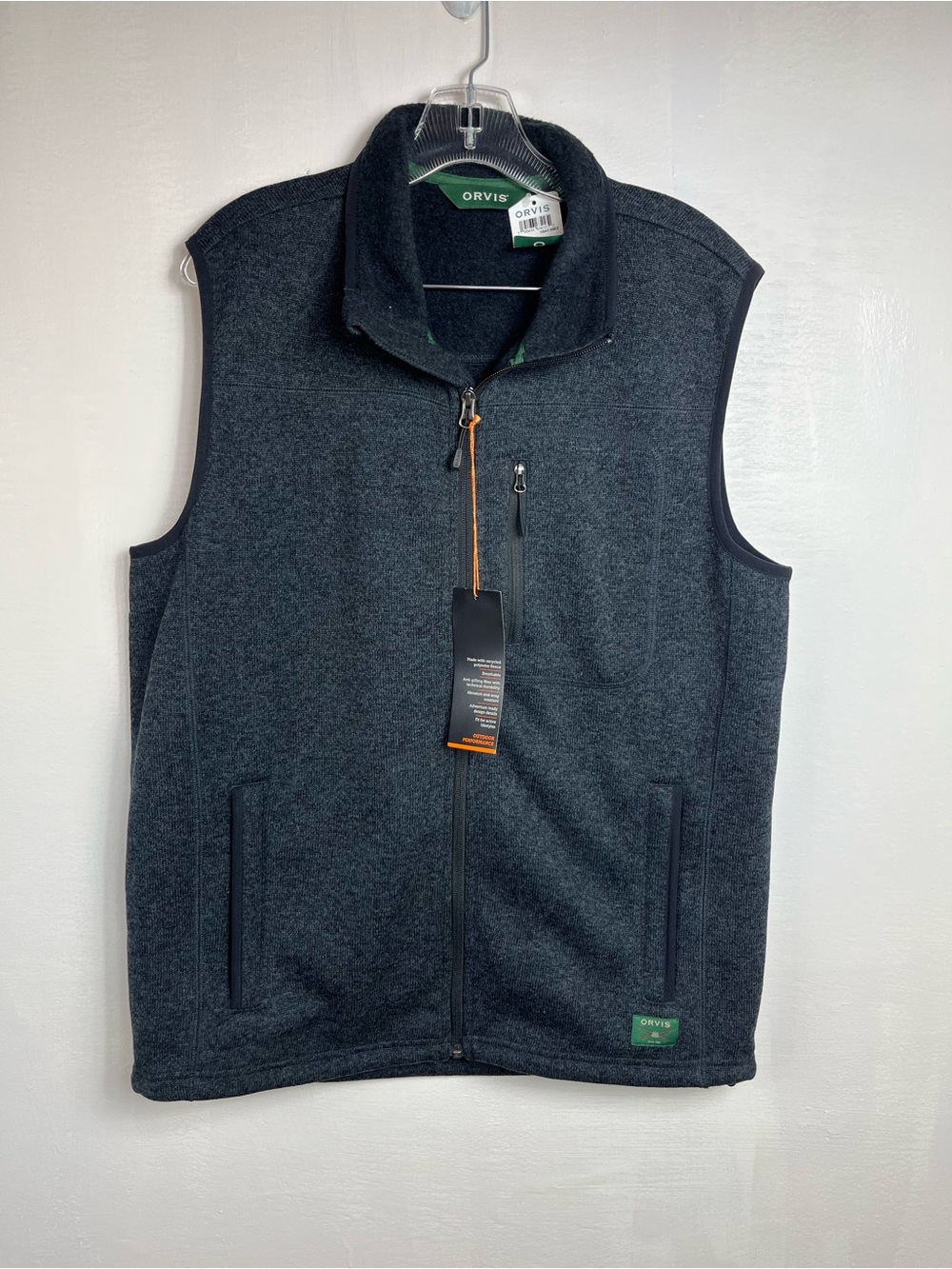 Orvis Mens R65 Sweater Fleece Vest Black Size M